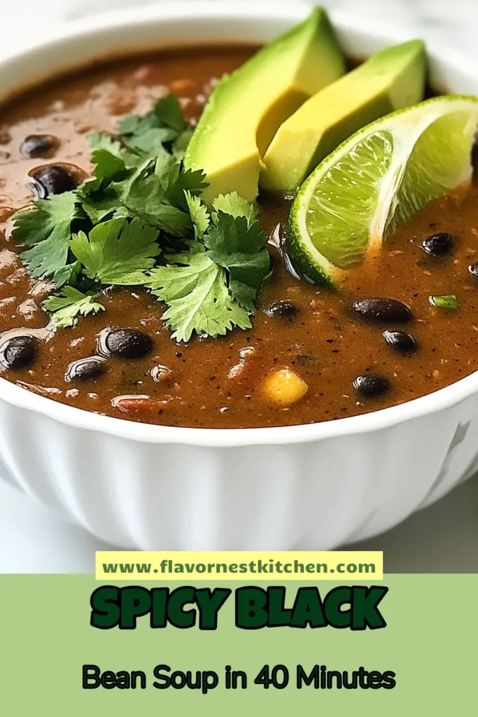 Savor the bold flavors of this Spicy Chipotle Black Bean Soup, your new go-to spicy black bean soup! This easy bean soup recipe is not only vegetarian but also packed with healthy ingredients. Perfect for a cozy meal, this healthy spicy soup is sure to impress. Ready in just 40 minutes, you’ll love how simple it is to make. Try it out today! #SpicyBlackBeanSoup #ChipotleBlackBeanSoup #HealthySoup #EasyBeanSoup