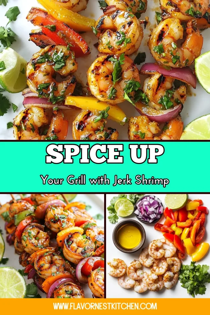 Discover the irresistible taste of Jamaican jerk shrimp skewers, the perfect grilled shrimp recipe for your summer gatherings! These marinated shrimp skewers with vegetables are bursting with flavor thanks to our easy jerk seasoning recipe. Ideal for BBQs, impress your guests with this delicious dish that's ready in just an hour. Don't forget to save this recipe for your next cookout! #JamaicanJerkShrimp #GrilledShrimpRecipe #EasyJerkSeasoning #ShrimpSkewersWithVegetables